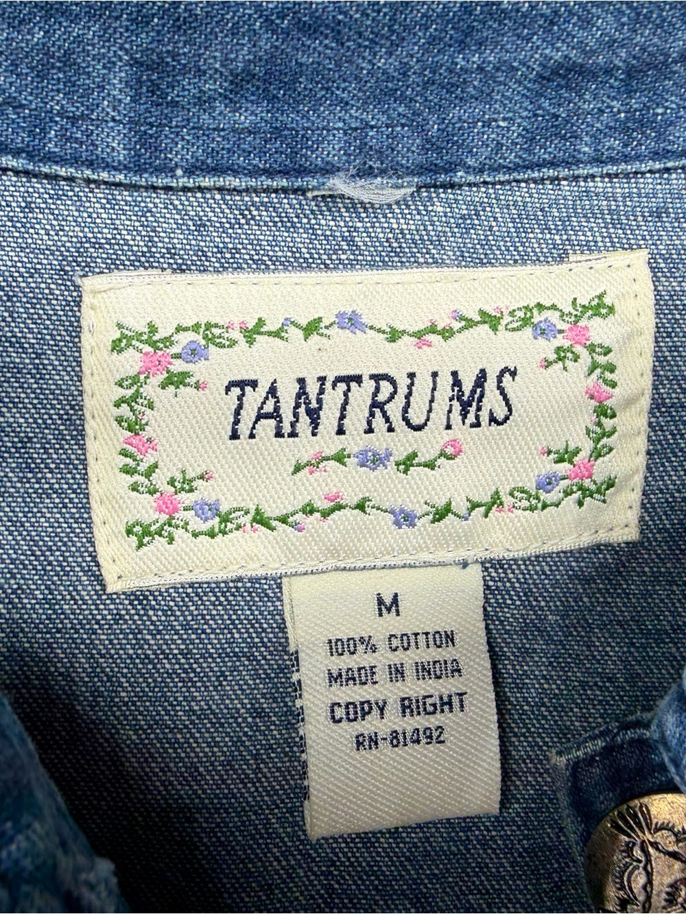 Womens Cowgirl Horse Equestrian Western Denim Beaded Sequin Jacket Medium - Picture 5 of 9